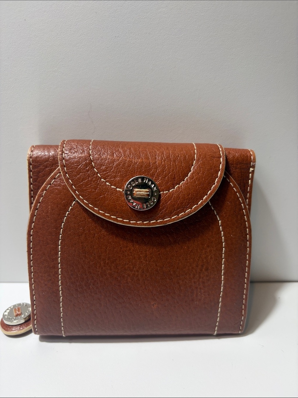 Vintage Cole Haan Chestnut Brown Leather Snap Wallet